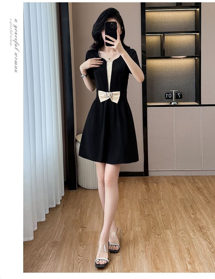 Váy đen suông midi cỡ lớn mùa hè che khuyết điểm tôn dáng — màu đen chi tiết 13