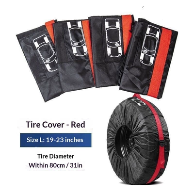 Covers, Anti-Corrosion Tire Protection Covers, Spare wheel cover - red-belt-size-l-pack-of-4