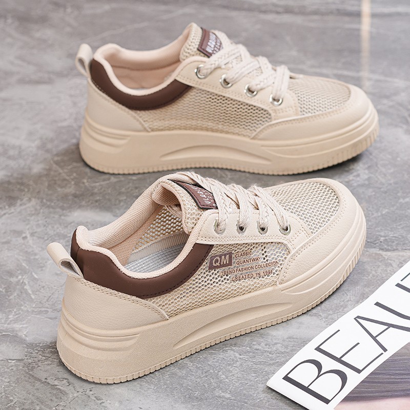 2025 verano nuevo mesh transpirable suela gruesa zapatos deportivos de skate casual versátil tendencia de suela suave zapatos de moda de estudiantes de mujer