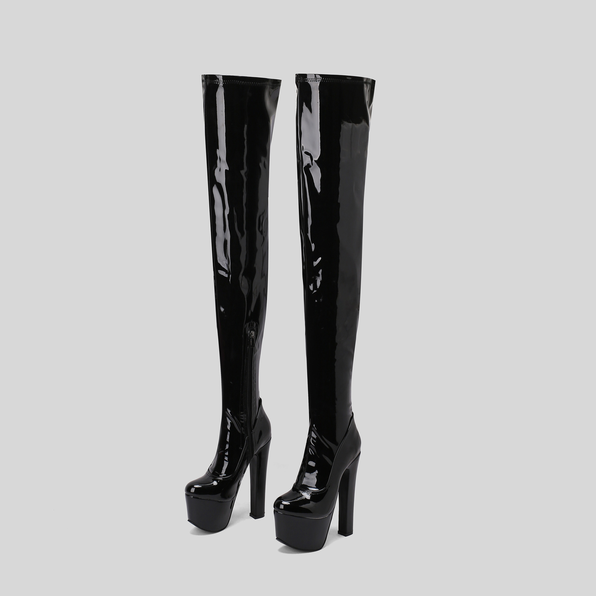 Neue Overknee-Stiefel für Damen mit superhohem Absatz, wasserdichte Plateausohle, rote Ritterstiefel mit seitlichem Reißverschluss für Nachtclubs_voghion.com