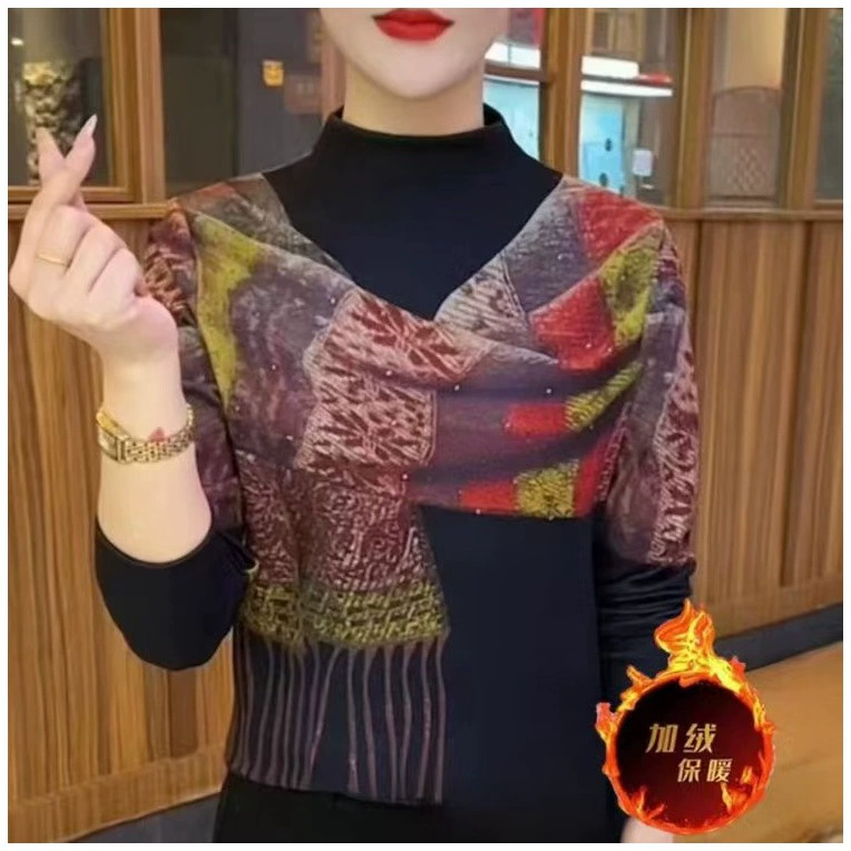 2024 новая зимняя мода минус возраст, тонкая рубашка, плюшевая толстая, поддельная две женщины, тонкая рубашка