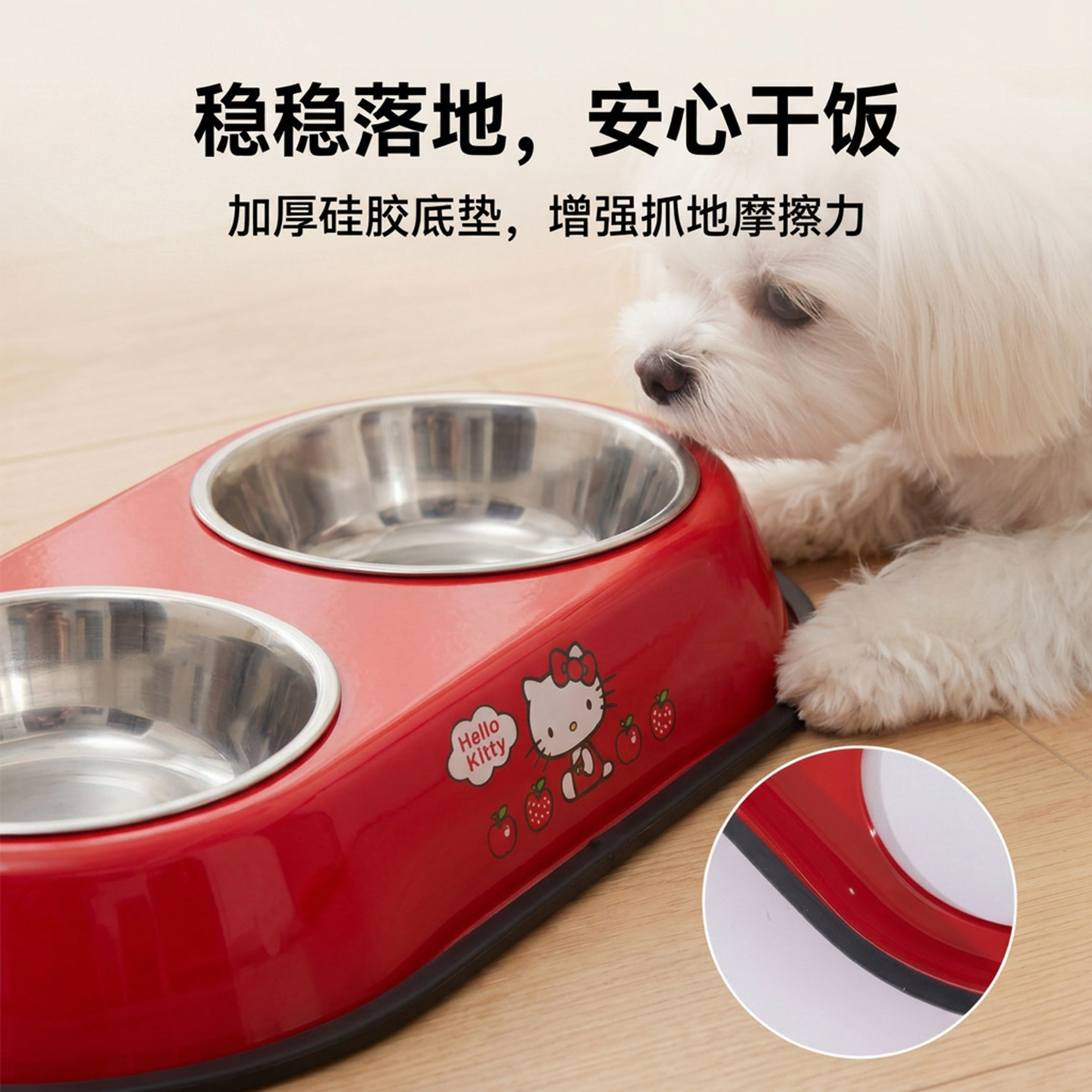 Sanliogou 304 acero inoxidable doble tazón para mascotas tazón para gatos tazón para perros tazón de arroz de agua y alimentos anti-derramamiento