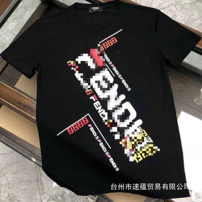 New 220g cotton round-neck printed classic design fashionable versatile men's casual T-shirt in black wholesale New 220g cotton round-neck printed classic design fashionable versatile men's casual T-shirt in black wholesale