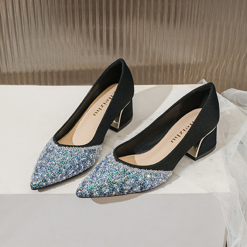  New French Spring High Heel Ankle Boots for Women, Rhinestone Evening Shoes, Plus Size 41-43