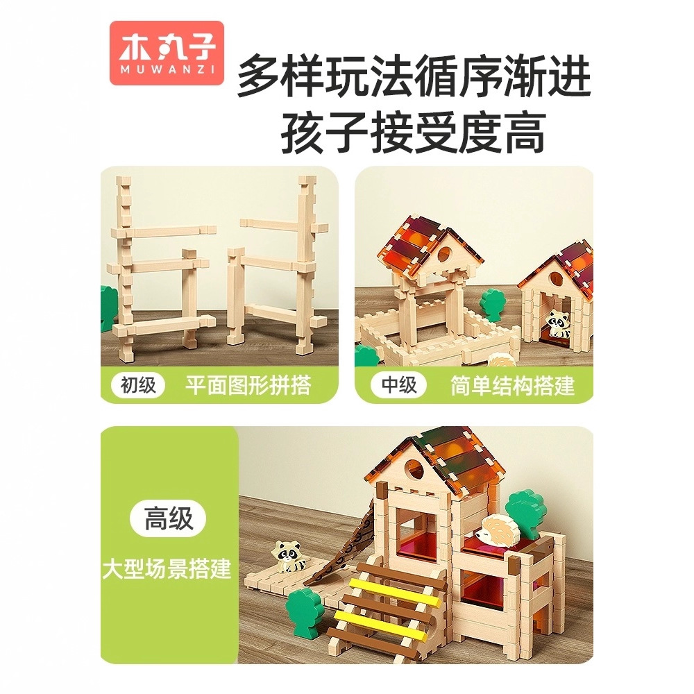 Bloques de construcción de espiga y espiga de madera Luban para construir una casa de arquitecto