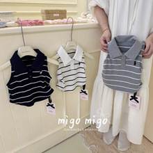 MG童装上衣儿童时尚条纹上衣2026夏季新款Polo领洋气女童上衣8868