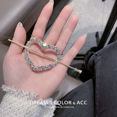 B1807韩版简约冷淡风发簪一字簪气质古风发饰盘发簪子镶钻头饰女