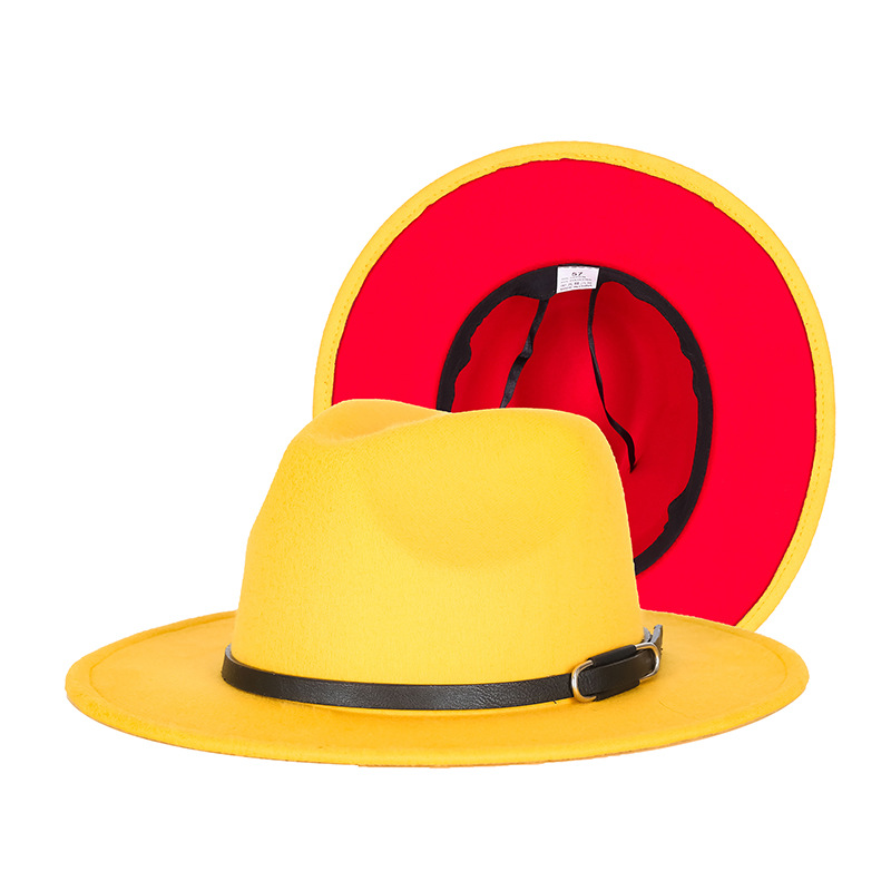 Sombrero de copa otoño e invierno europeo y americano británico contraste color moda Jazz sombrero simple popular color a juego fábrica personalización al por mayor