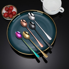 不锈钢长勺子 长柄咖啡冰饮搅拌勺子加厚勺创意餐具长把冰勺韩式