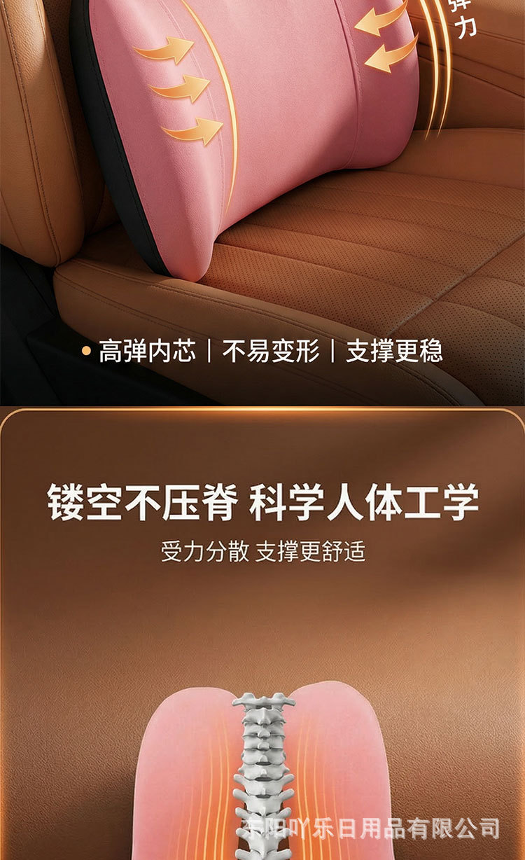Car Lumbar Support Cushion, Memory Foam Office Seat Backrest, Ergonomic Lumbar Pillow for Long Periods of Sitting Without Fatigue