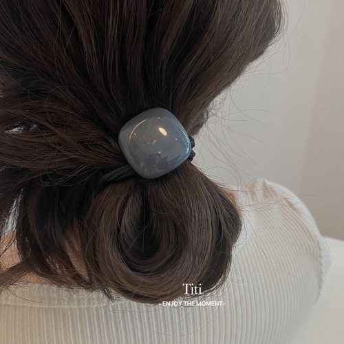 Korea's super beautiful golden sand stone acrylic simple square headband clear texture jelly rubber band hair rope hair tie