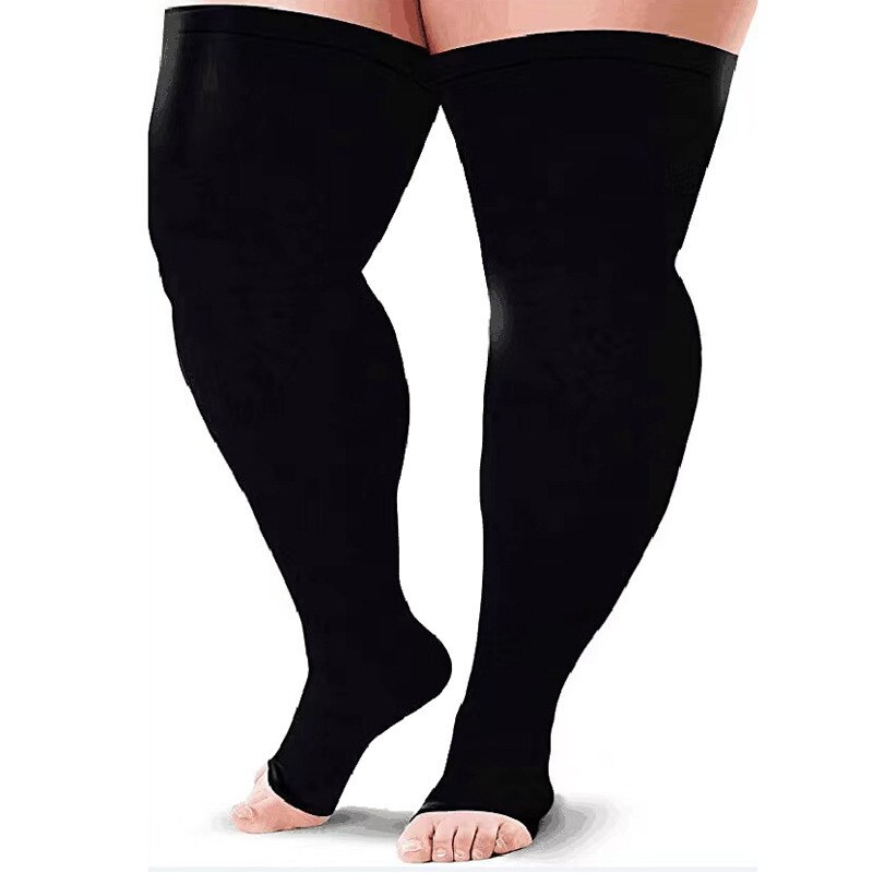 Cross-border Plus Size Plus Fat Pressure Socks Fat Men Spring and Autumn New Compression Elastic Nylon Hip Socks Sports Compression Socks