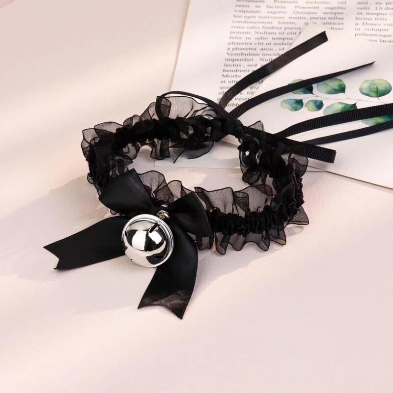 2025 Popular Export Style Black Mesh Lace Bell Necklace Soft Girl Neckband Cos Maid Collar Versatile 2025 Popular Export Style Black Mesh Lace Bell Necklace Soft Girl Neckband Cos Maid Collar Versatile