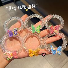 夏日清透彩色蝴蝶电话线发圈少女双马尾扎头发皮筋高弹力百搭发绳