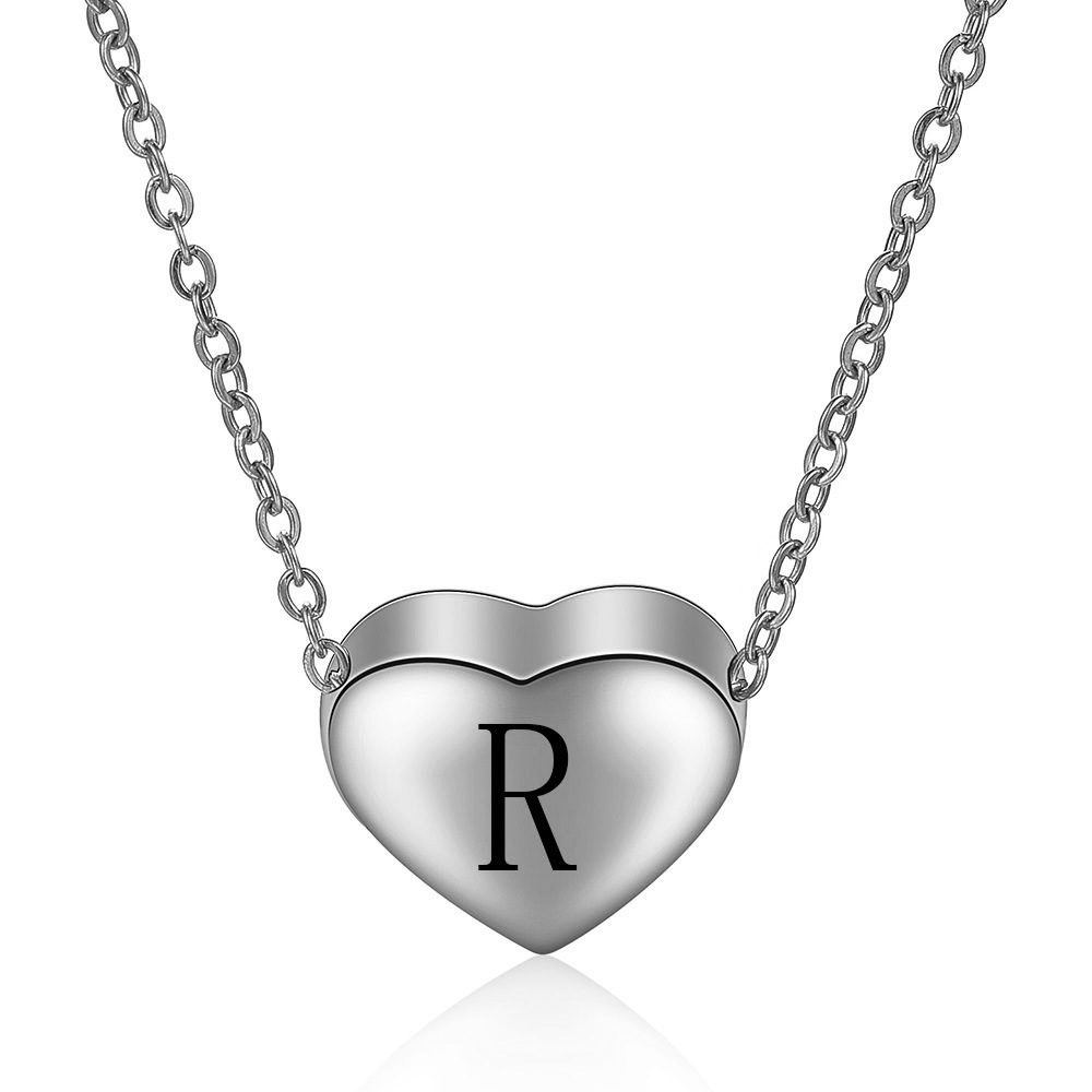 Simple Style Letter Heart Shape Titanium Steel Pendant Necklace 1 Piece display picture 5