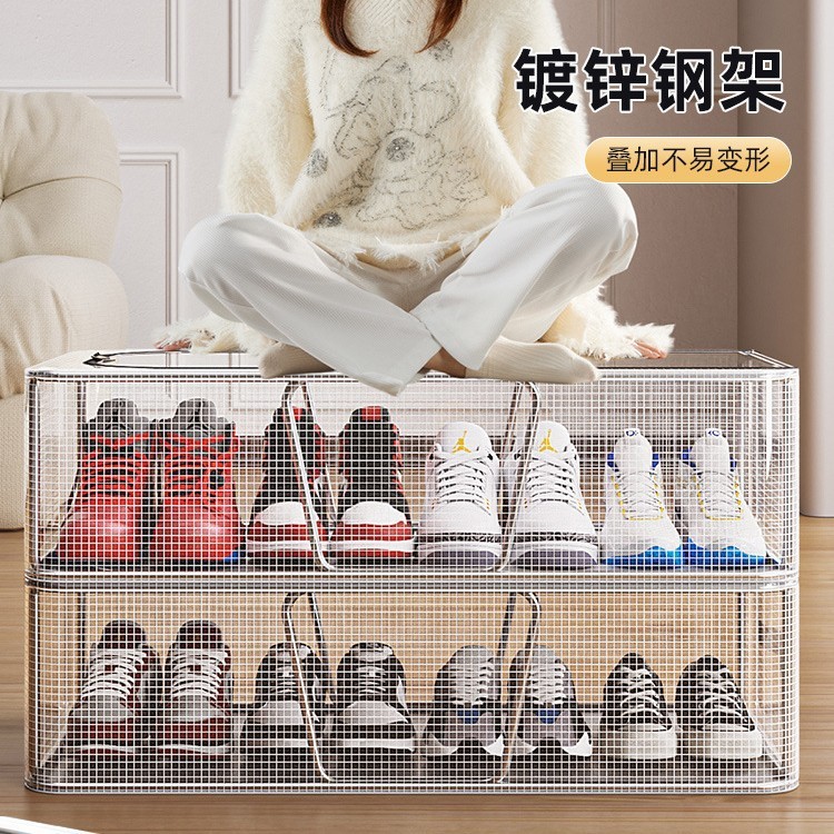 鞋子收纳神器省空间门口家用防尘鞋子整理可折叠鞋柜床底透明鞋盒|undefined