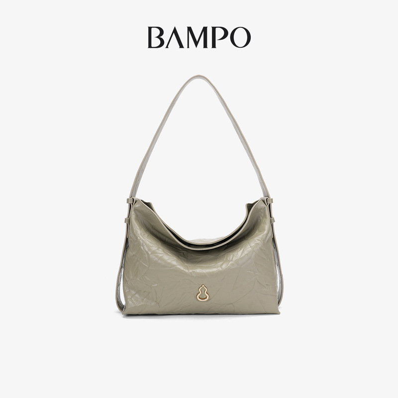 BAMPO ハーフスロープ マイクロバッグ Mサイズ 牛革 トートバッグ 通勤 クロスボディ ホーボーバッグ|undefined
