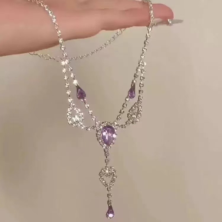 Purple water drop necklace