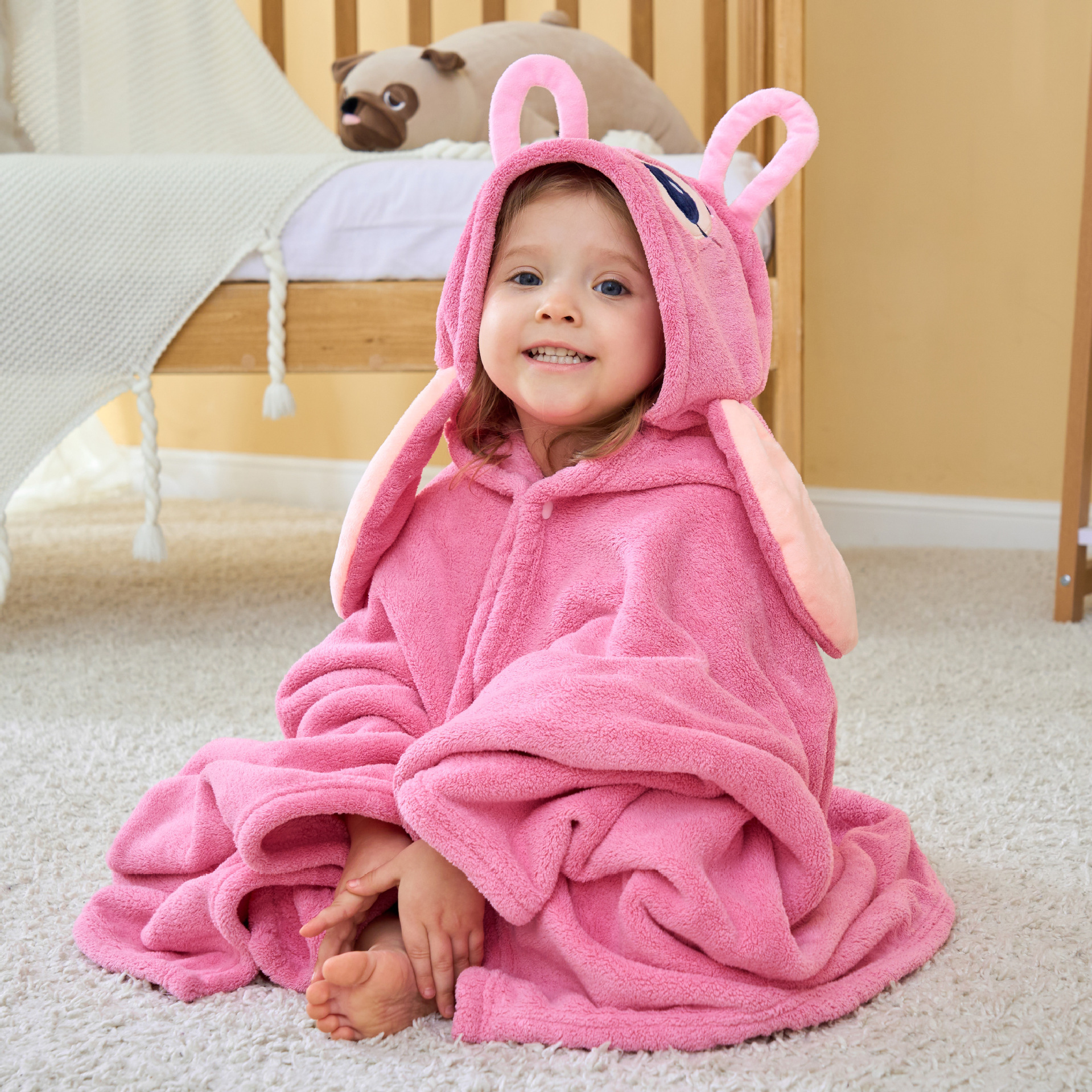 Disney Stitch toallas de baño para niños coral pelusa bebé capuz bata bata de playa toallas de baño con sombrero