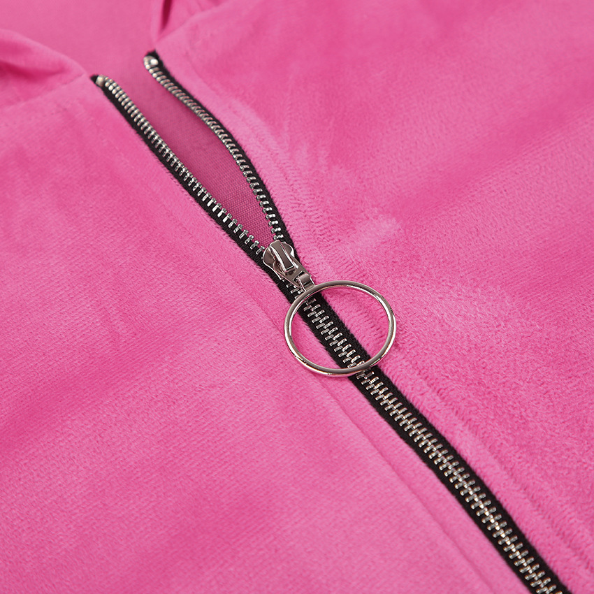 2024 hiver nouveau costume en velours mode européenne et américaine fermeture éclair à manches longues style sport pull à capuche costume décontracté_voghion.com