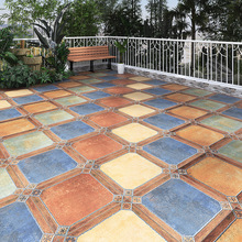 带角花田园仿古砖600x600室内复古客厅地砖户外阳台庭院防滑瓷砖