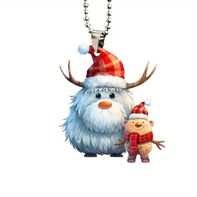 Navidad 2D lindos alces nuevos colgantes transfronterizos acrílicos planos colgantes de automóviles llaveros colgantes