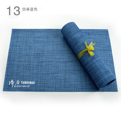 K9HX批發PVC隔熱墊格子餐桌墊盤墊碗墊杯墊西餐墊可水洗藍色亞麻