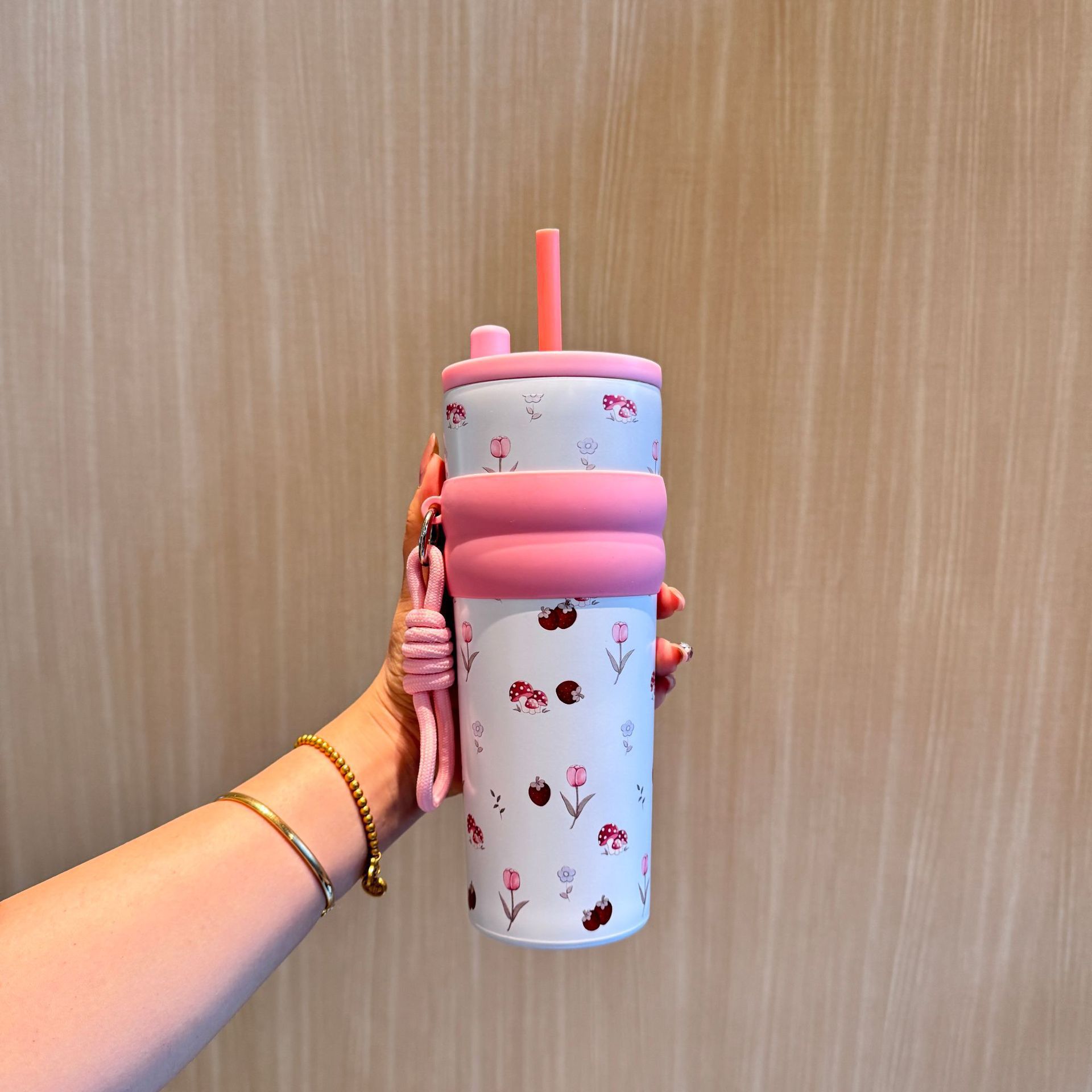 Nueva taza de paja de alto valor facial con cuerda 316 taza de aislamiento térmico de acero inoxidable taza de hielo portátil de gran capacidad