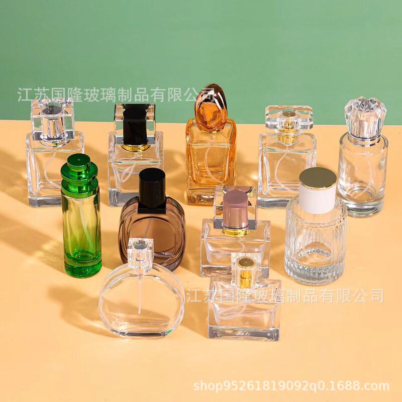50ml transparent glass perfume bottle 30ml spray bottle portable pressure sample sub-packaging perfume bottle glass bottle empty bottle
