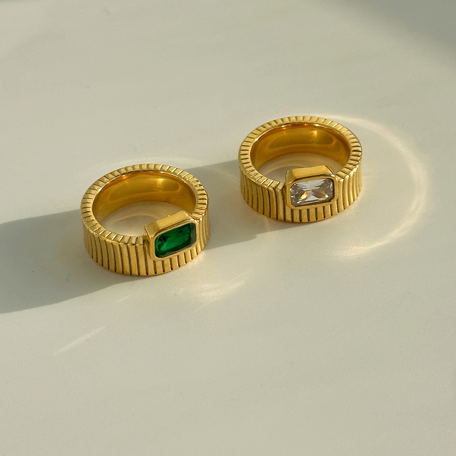 Rings Classification 6, 8 Ring Size Retro Square Metal Plating Inlay Zircon 18k Gold Plated Women's Rings