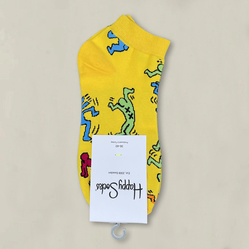 HappySocksハイスキンのショートソックスの漫画の浅い口の低い女性のスウェーデンのファッションのタイプのソックスの春夏のカラー