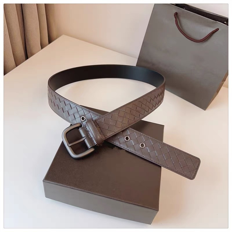 Double-sided leather woven belt handmade