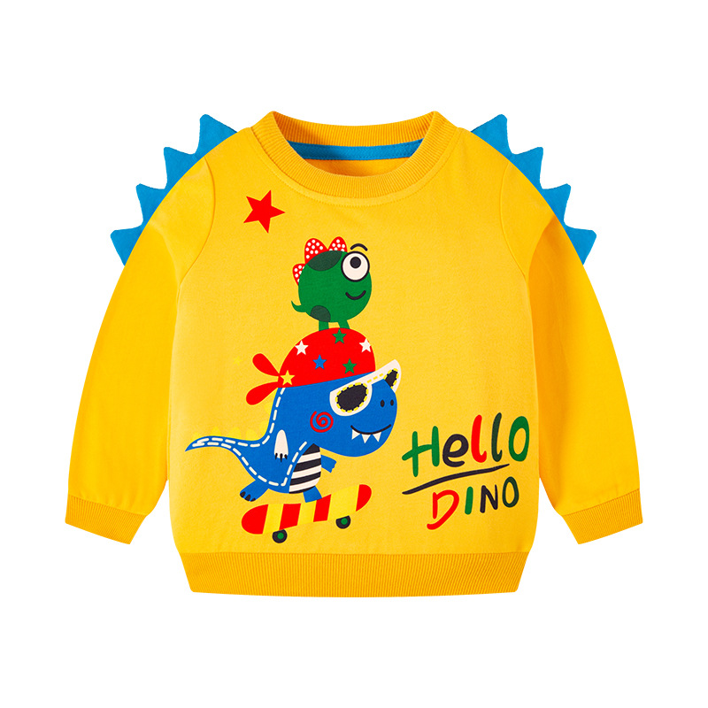 Nueva ropa infantil 2026 para primavera, otoño e invierno, sudadera con diseño de dinosaurio en 3D para niños, jersey de punto con cuello redondo para bebés.