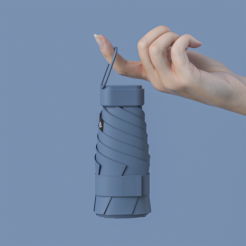 Paraguas de protección solar de vinilo creativo mini paraguas de seis pliegues paraguas de cápsula de bolsillo pequeño para mujer lluvia y lluvia paraguas de sol de doble uso