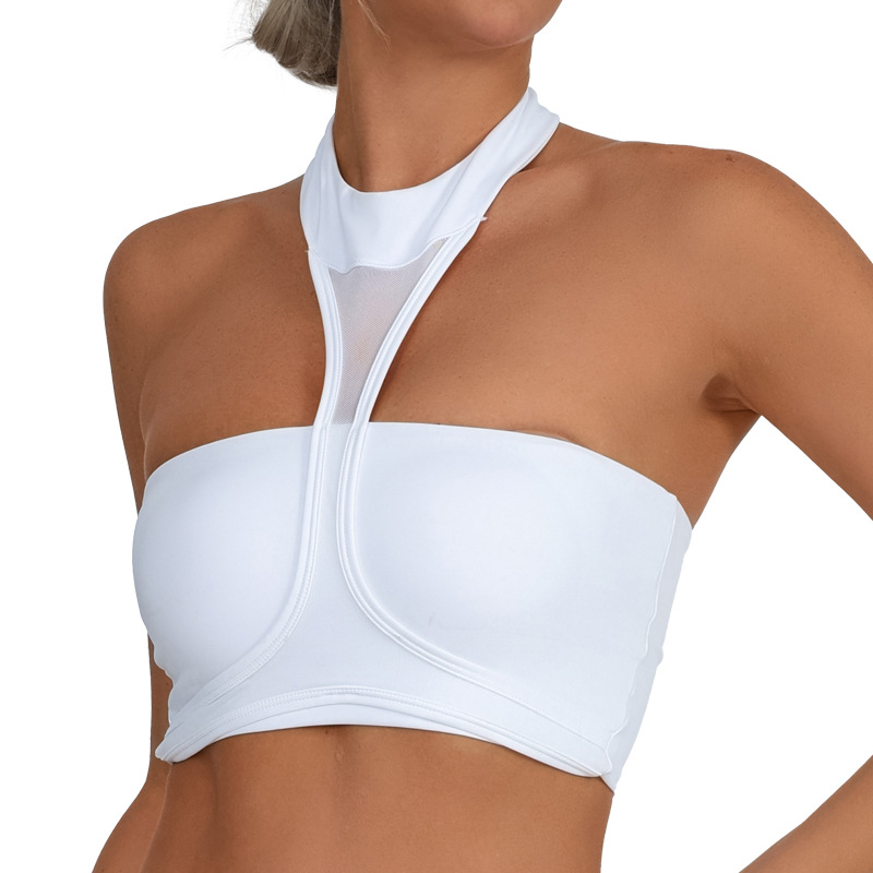 Cuello transfronterizo, ropa interior deportiva, ropa interior deportiva, resistencia media, espalda abierta con almohadilla de pecho, ropa de yoga de cuello redondo sexy