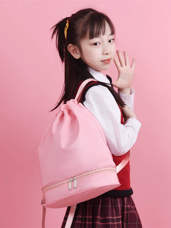 Children's backpack for leisure, wear-resistant shoes, bag, drawstring