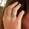 Fashionable ring, turquoise stone inlay, boho style, simple and elegant design, wish, European style