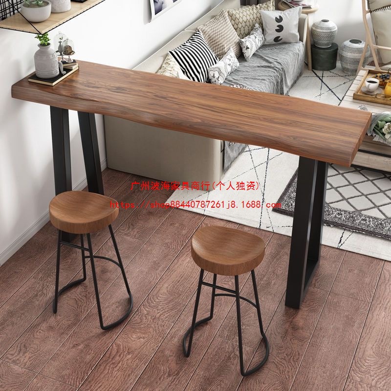 Solid Wood Bar Table High Table Dining Table Coffee Bar Table Home Table Milk Tea Snack Bar Wall Simple Long Table