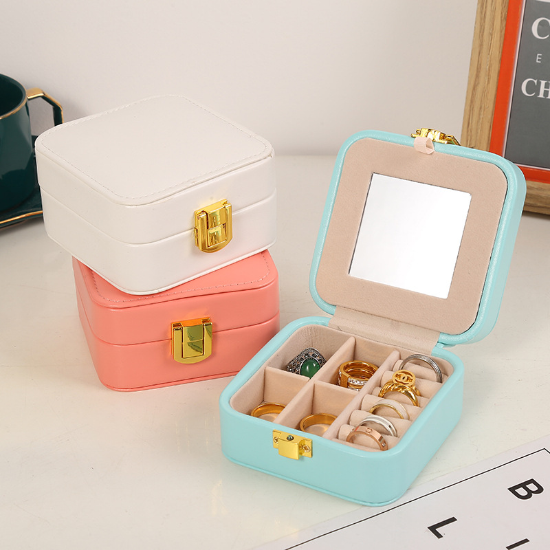 Simple Style Solid Color Pu Leather Jewelry Boxes display picture 3