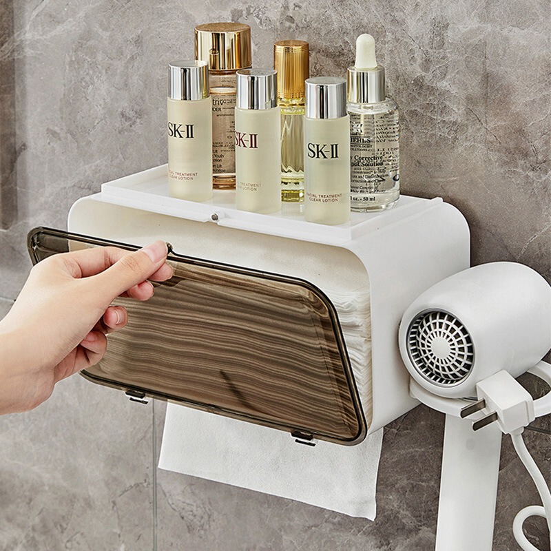 Creative Tissue Box Storage Box, Wall-Mounted Tissue Box for Bathroom, Toilet, Living Room, with a Light Luxury and High-End Feel