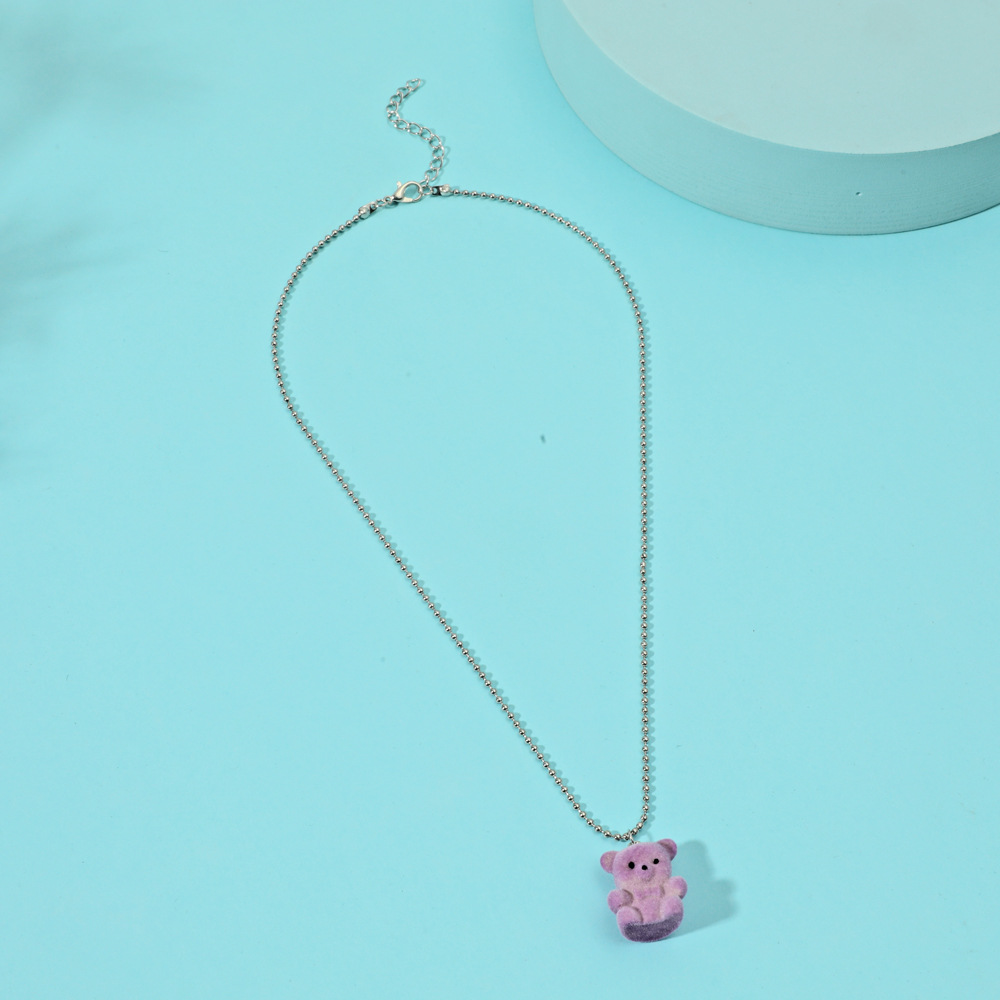 Korea Simple Bear Necklace display picture 6