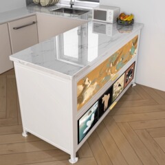 キッチンラック床置き多層電子レンジ収納キャビネット多機能家庭用ロックボードサイドボードキャビネット収納キャビネット