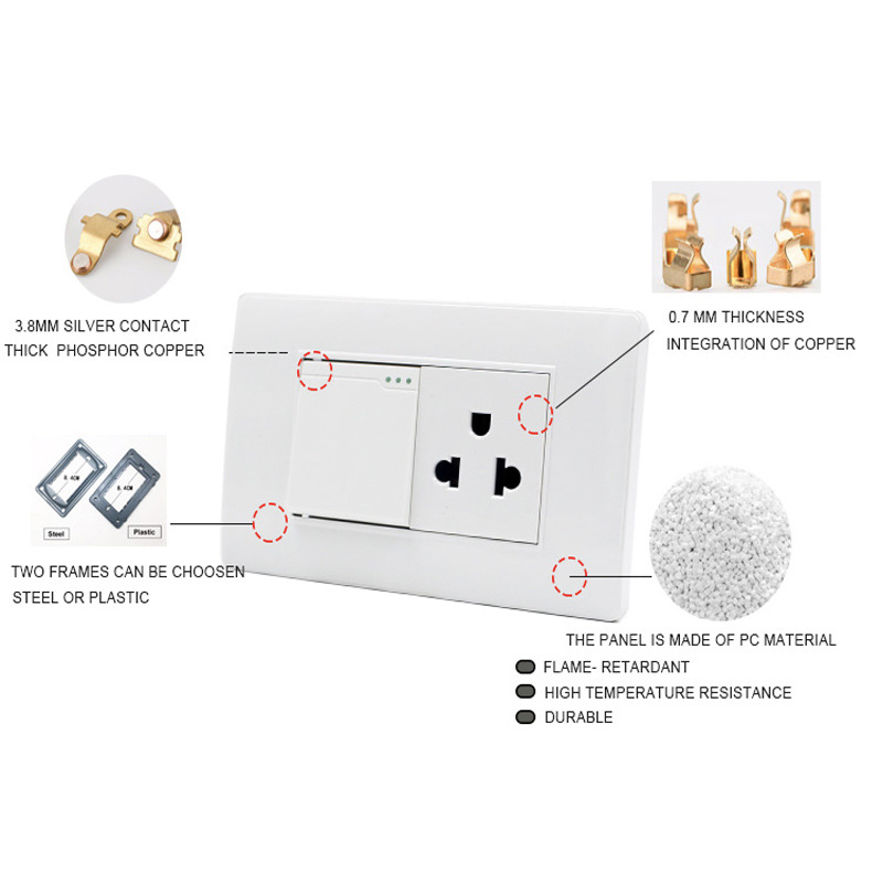 South American Switch Socket Model 118, Thai Wall Outlet, Round 6-Hole 110V 220V 16A Switch Panel