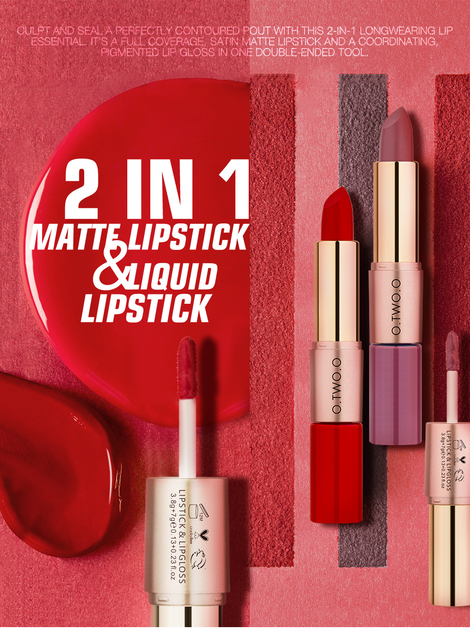 O.two.o rouge à lèvres velvet matte et gloss double embout_voghion.com