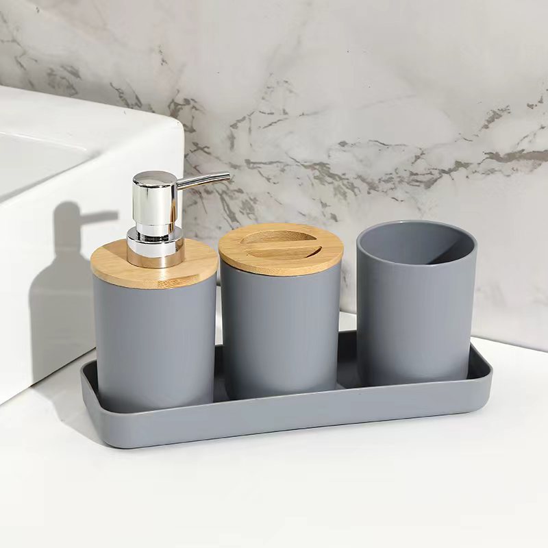 Color sólido blanco y negro de alta gama, caja de jabón, soporte de cepillo de dientes, botella de emulsión, enjuague bucal, caja de algodón, oferta transfronteriza