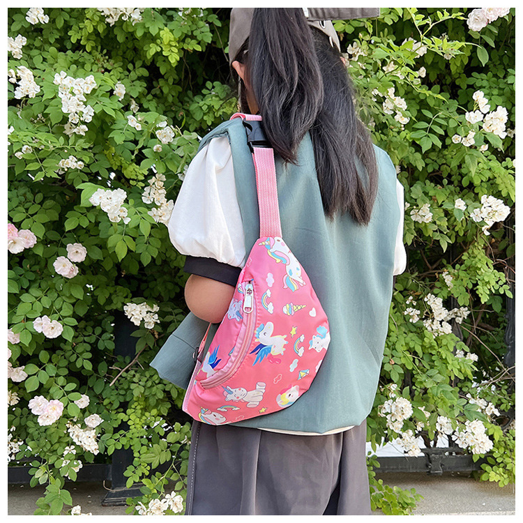 Fashionable boy and girl waist bags, trendy gift bags, children's chest bags, new cartoon dinosaur unicorn single-shoulder crossbody bags undefined