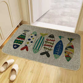 k33-73新款耐磨耐用卧室亚麻地垫入户门口地垫吸水防滑简约脚垫子