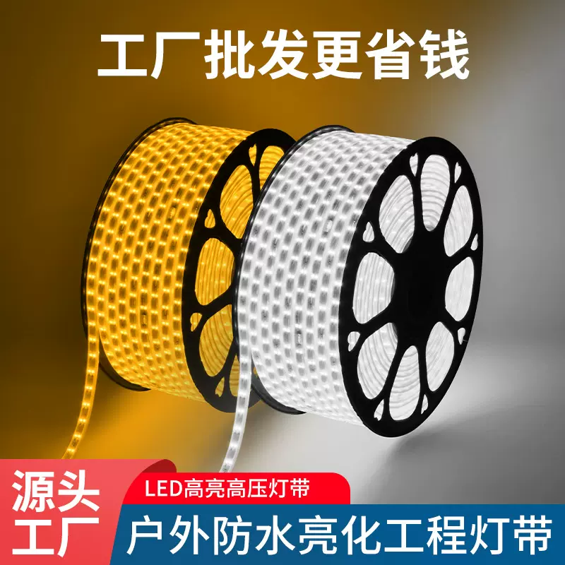 LED灯带2835高压双排220V高亮120灯户外防水室内工程亮化柔性灯条
