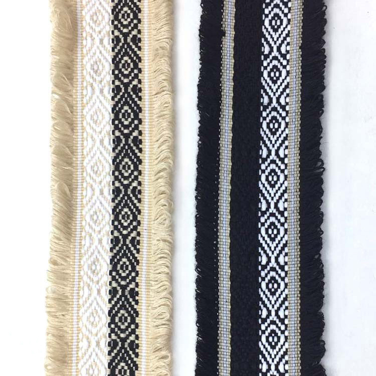 优惠供应 新款提花织带 多色棉线流苏花边 韩版风格 时尚服装辅料