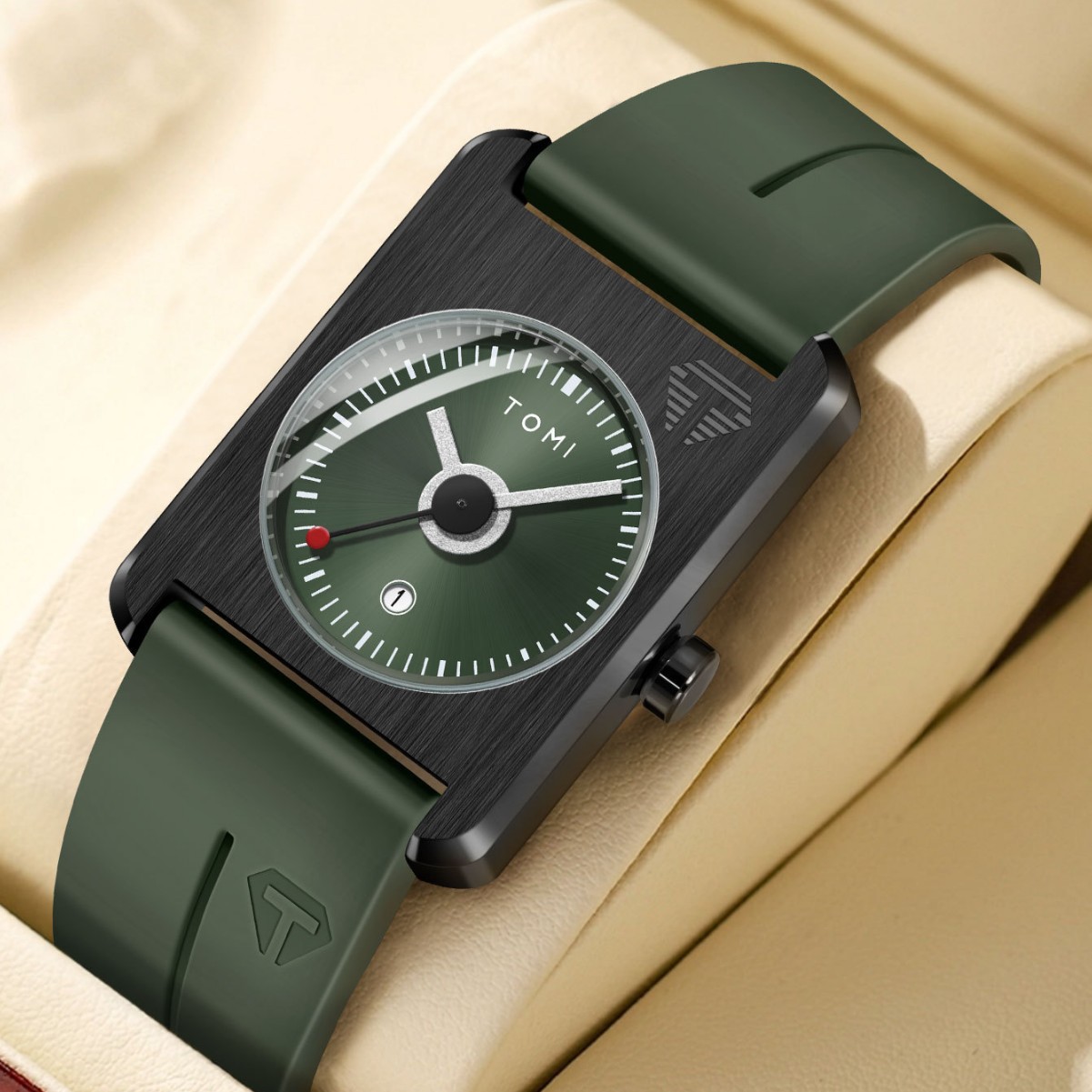 Square Calendar Watch Korean Style Student Watch With Rubber Strap For Men Fashionable_voghion.com
